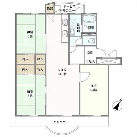 3LDK 間取り