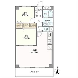 三旺マンション上脇B棟 2LDKの間取図画像