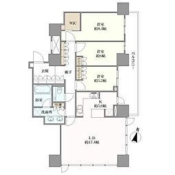 ブリリアタワー名古屋グランスイート 3LDKの間取図画像
