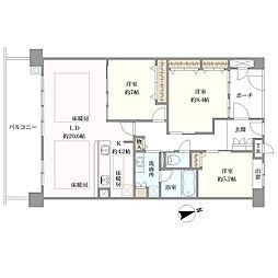 ジョイアコルテ阿倍野晴明丘B棟 3LDKの間取図画像
