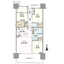 シティテラス谷町四丁目 2SLDKの間取図画像