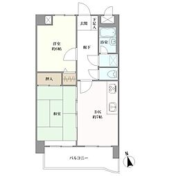 ライオンズマンション熊本中央 2DKの間取図画像