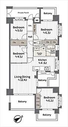 フローレンス緑井ガーデンコート 4LDKの間取図画像