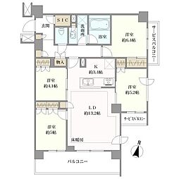 アトラスシティ千歳烏山グランスイート 杜ノ棟(4階/4階建) 4LDKの間取図画像