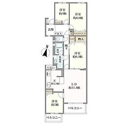 サンマンション神大寺 4LDKの間取図画像