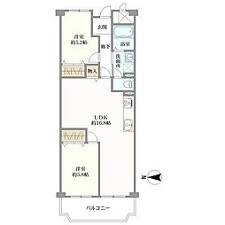 ローレルハイツ北天満1号棟 2LDKの間取図画像