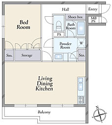ライオンズマンション新宿原町 1LDKの間取図画像