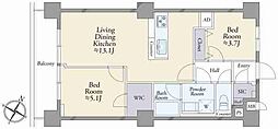 日商岩井第2方南町マンション 2LDKの間取図画像