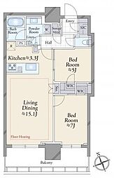 ブランズタワー芝浦 2SLDKの間取図画像