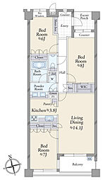 クオス横濱山手 3LDKの間取図画像