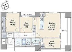 ピアースコード等々力 3LDKの間取図画像