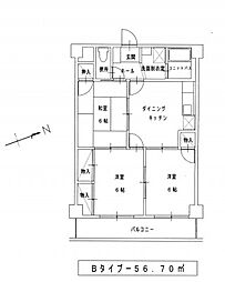 マンションエスポワール 3DKの間取図画像
