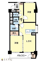 新潟南マンション 2LDKの間取図画像