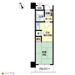 ダイアパレス万代 1DKの間取図画像
