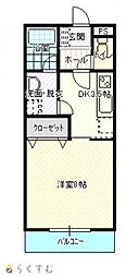 レジデンスYM2 1Kの間取図画像