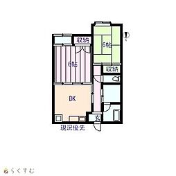 サンピトレスク 2階2DKの間取り