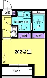 ギオンハウス川口並木 202 2階1Kの間取り