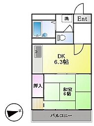 渋谷藤和コープ 1DKの間取図画像