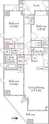 パークハウス元住吉ピュアコンフォートB棟 3SLDKの間取図画像