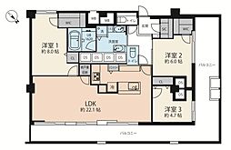 シャトー赤坂台 3LDKの間取図画像