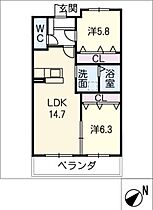 カーサノーバ南山Ａ  ｜ 愛知県瀬戸市南山町1丁目（賃貸マンション2LDK・2階・63.98㎡） その2