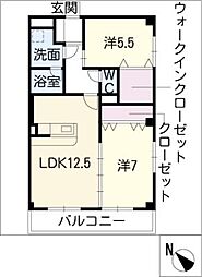 ＲＥＳＩＤＥＮＣＥ四季　弐番館 2階2LDKの間取り