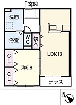 ル・クレール  ｜ 愛知県愛知郡東郷町大字春木字瀬戸田（賃貸アパート1LDK・1階・48.02㎡） その2