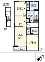 Ｒｕａｎ  ｜ 愛知県豊明市二村台4丁目（賃貸アパート2LDK・2階・61.81㎡） その2