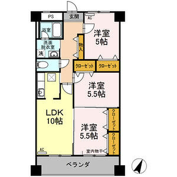 East　One(イーストワン) 405｜愛知県豊田市曙町2丁目(賃貸マンション3LDK・4階・68.04㎡)の写真 その2