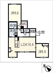 フレオベージ 1階2LDKの間取り