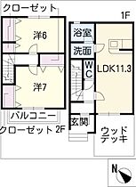 グローリーIII　Ａ  ｜ 愛知県西尾市矢曽根町赤地（賃貸タウンハウス2LDK・2階・62.11㎡） その2