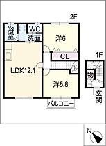 ヨーロピアンシャレー小松島  ｜ 愛知県西尾市熊味町小松島（賃貸アパート2LDK・2階・52.00㎡） その2