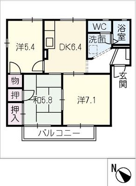 オリジン宮地Ｄ棟 ｜愛知県西尾市楠村町山崎(賃貸アパート3DK・2階・53.92㎡)の写真 その2