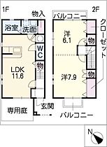 Ｈａｒｖｅｓｔ　Ａ  ｜ 愛知県西尾市楠村町野中（賃貸タウンハウス2LDK・2階・61.79㎡） その2