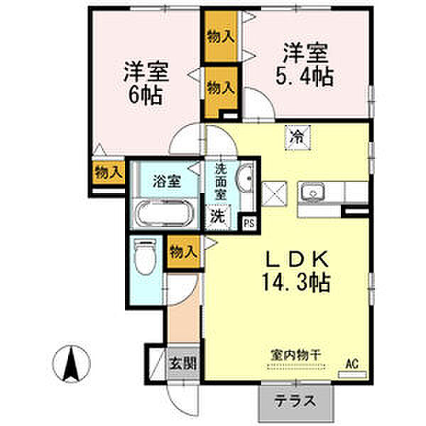 リバーベル 101｜愛知県新城市富沢(賃貸アパート2LDK・1階・57.78㎡)の写真 その2