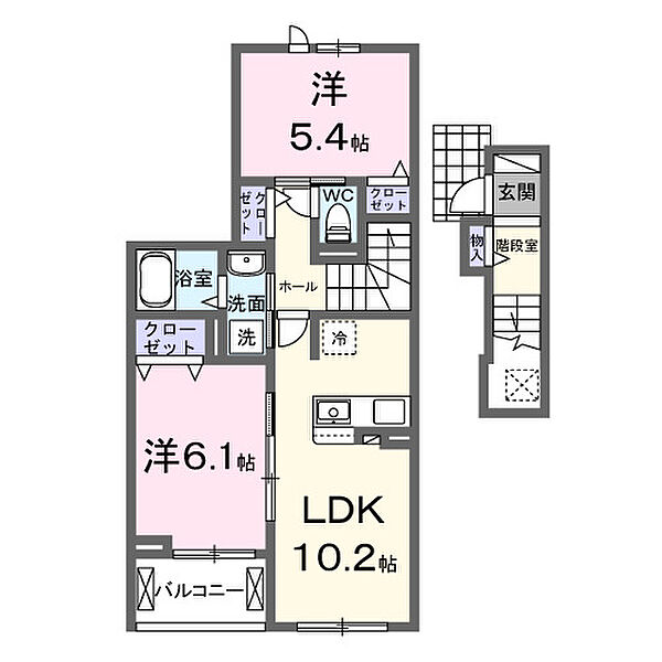 エバー・ピークスII 202｜愛知県豊川市西豊町3丁目(賃貸アパート2LDK・2階・54.61㎡)の写真 その2