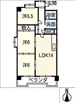 ロイヤル  ｜ 愛知県一宮市白旗通1丁目（賃貸マンション3LDK・4階・67.00㎡） その2