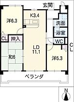 エクセルナカゼンII  ｜ 愛知県一宮市三条字郷西（賃貸マンション3LDK・2階・66.94㎡） その2