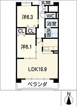 ＷＥＳＴ　ＷＯＯＤ　1ｓｔ  ｜ 愛知県小牧市岩崎5丁目（賃貸マンション2LDK・4階・63.13㎡） その2