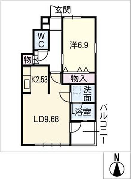 Ｋ’ｓ　Ｖｅｒｉｏｕｓ　栞 ｜愛知県春日井市出川町8丁目(賃貸アパート1LDK・1階・45.34㎡)の写真 その2