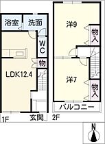 Ｍｉｔｓｕ　Ｆｅｒｉｏ　Ｂ棟  ｜ 愛知県東海市加木屋町陀々法師（賃貸タウンハウス2LDK・2階・67.08㎡） その2