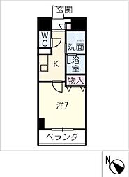 メイプル高横須賀 6階1Kの間取り