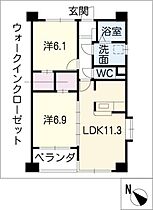 グラティテュード  ｜ 愛知県東海市名和町1丁目（賃貸マンション2LDK・2階・55.96㎡） その2