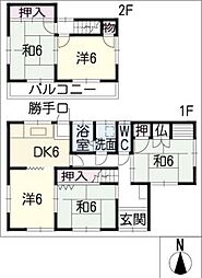 丹波脇貸家 2階5DKの間取り