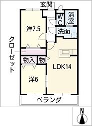 第Iコンフォート 3階2LDKの間取り