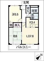 エバーサンハイム  ｜ 愛知県知多市八幡字中島（賃貸マンション2LDK・2階・50.40㎡） その2