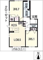 ＦＡＭＩＬＩＯ　Ｄ館  ｜ 三重県桑名市大字額田（賃貸アパート2LDK・2階・54.48㎡） その2