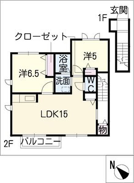 サミット　Ｇ棟 ｜三重県四日市市茂福町(賃貸アパート2LDK・2階・64.93㎡)の写真 その2