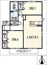 コータ・コートＷ　Ｂ棟  ｜ 三重県鈴鹿市末広北2丁目（賃貸アパート2LDK・1階・61.33㎡） その2