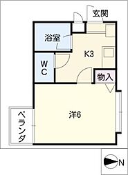 コンフォート香取 3階1Kの間取り